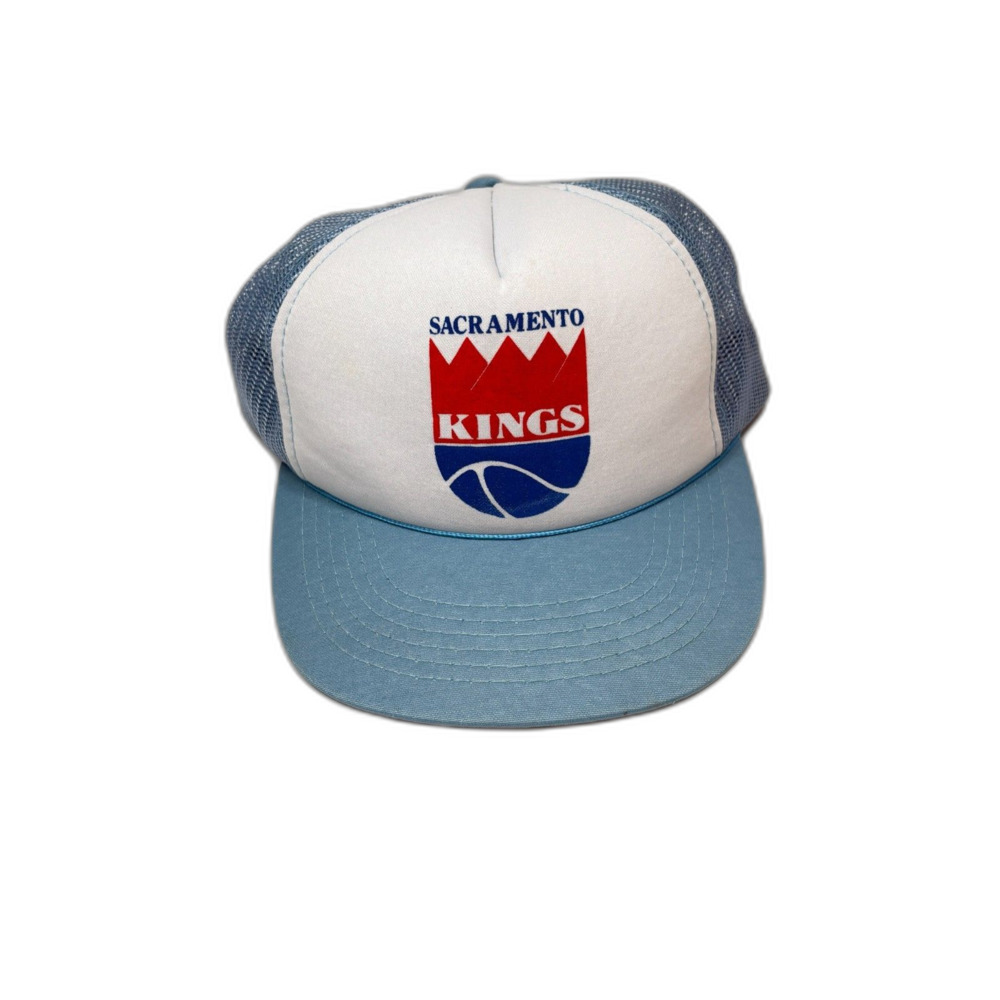 VTG Sacramento Kings Mesh Trucker Hat 90's Logo Adjustable Hanes Made in Korea